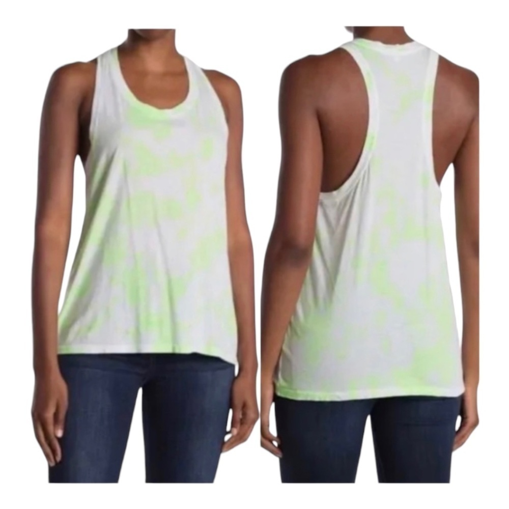 NWOT Sundry Racer Back Tank / pop lime tie dye